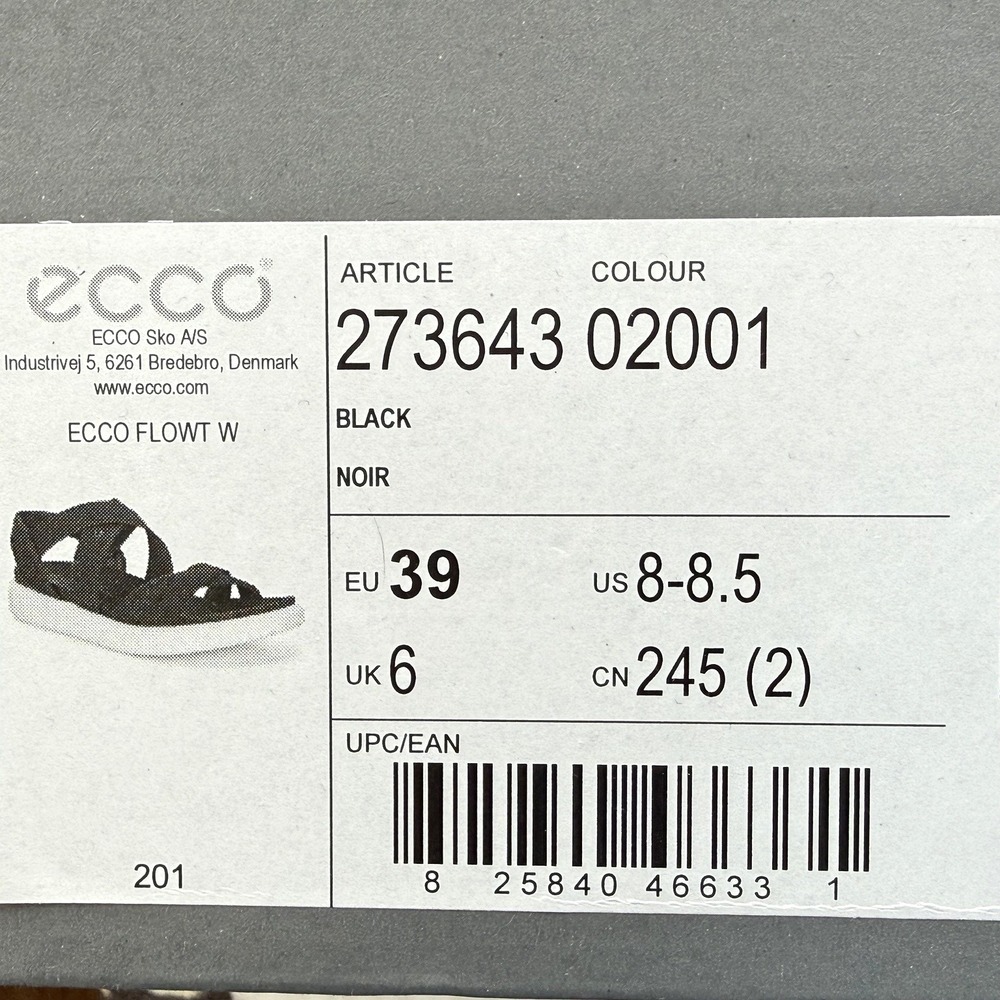 NEW ECCO Flowt W Black Strappy Elastic Sandals 27364302001 Womens EU 39 US 8-8.5 - Picture 2 of 10